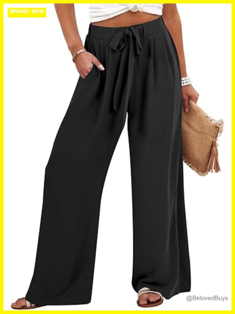 Wide Leg Palazzo Pants High Waist Flowy Casual Lounge Trousers